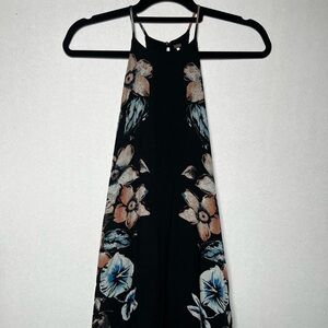 Free People Black and Floral High Necked Midi Dress